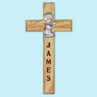 Praying Boy Personalized Wood Wall Cross